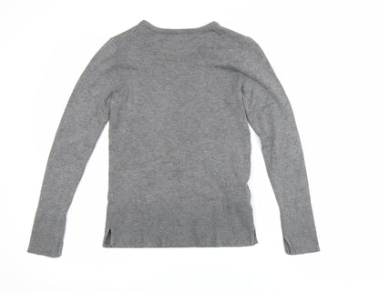 Mango Women Grey XS Pullover Jumper Long Sleeve Knit Viscose Blend