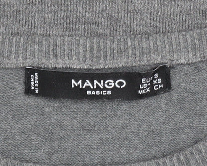 Mango Women Grey XS Pullover Jumper Long Sleeve Knit Viscose Blend