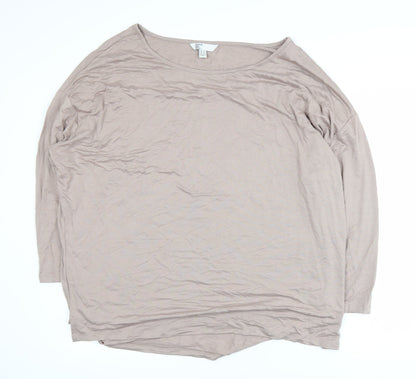 Friends Like These Women Beige Long Sleeve Basic Top UK 16 Viscose Blend