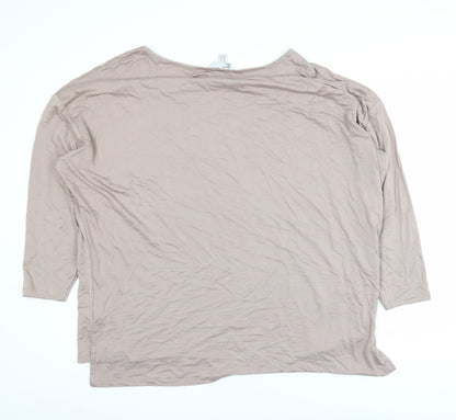 Friends Like These Women Beige Long Sleeve Basic Top UK 16 Viscose Blend