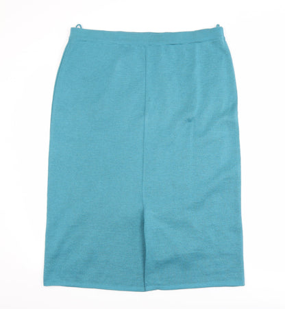 Grazia Women’s Blue Midi Wool Blend Pencil Skirt Size 18