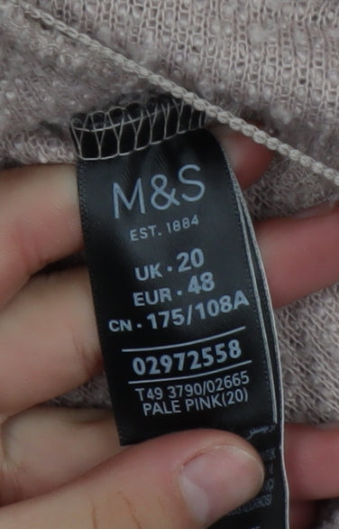 Marks and Spencer Women Pink Size 20 Knit Mid-Length Open Coatigan