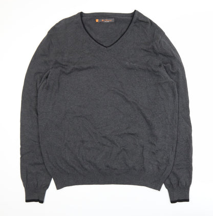 Ben Sherman Men's Grey Cotton V-Neck Pullover Jumper XL