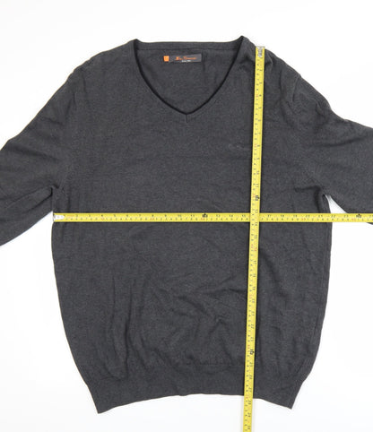 Ben Sherman Men's Grey Cotton V-Neck Pullover Jumper XL