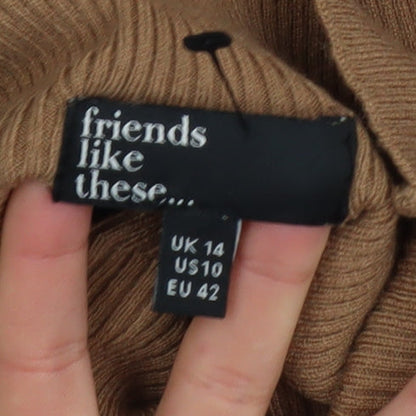 Friends Like These Women Brown Size 14 Knit Fit & Flare Dress