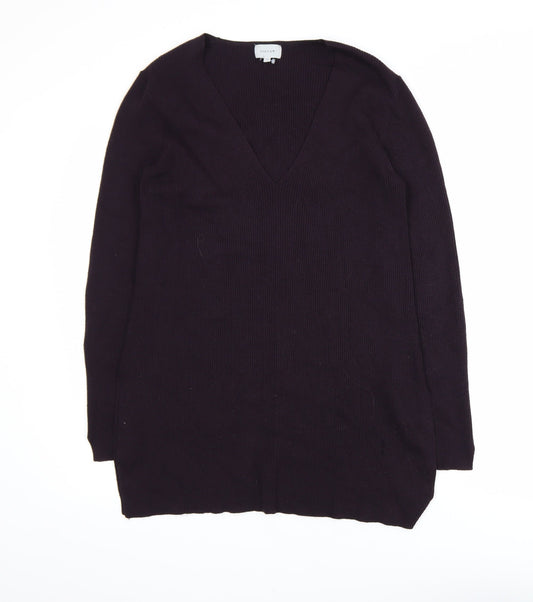 Jigsaw Women Purple V-Neck Long Sleeve Tunic Jumper M