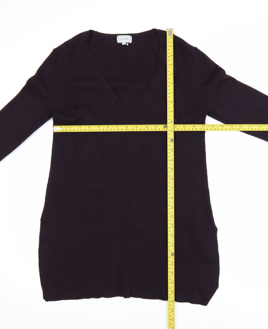 Jigsaw Women Purple V-Neck Long Sleeve Tunic Jumper M