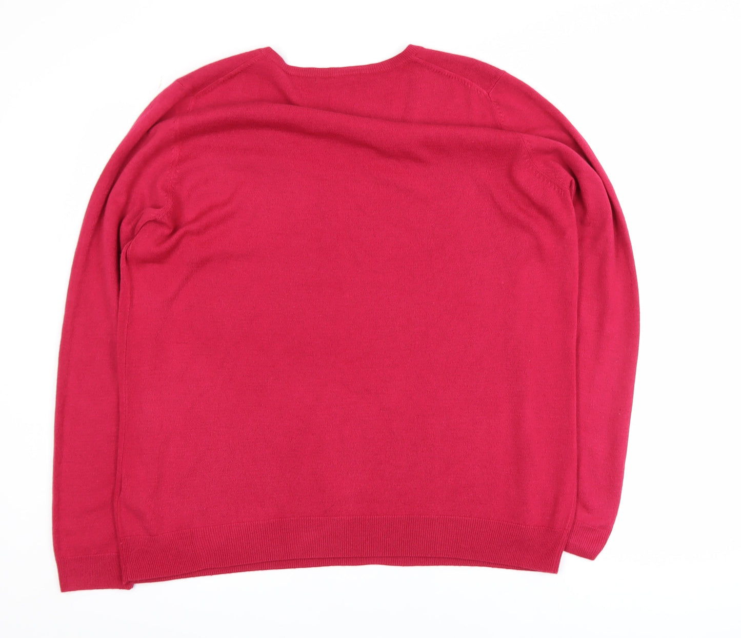 Marks and Spencer Women Red V-Neck Acrylic Jumper Size 20