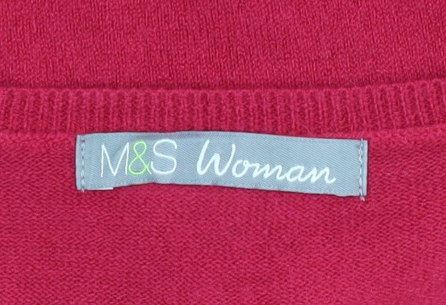 Marks and Spencer Women Red V-Neck Acrylic Jumper Size 20