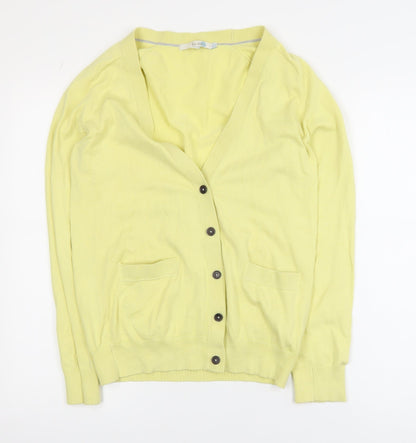 Boden Women's Yellow V-Neck Cotton Cardigan Size 10