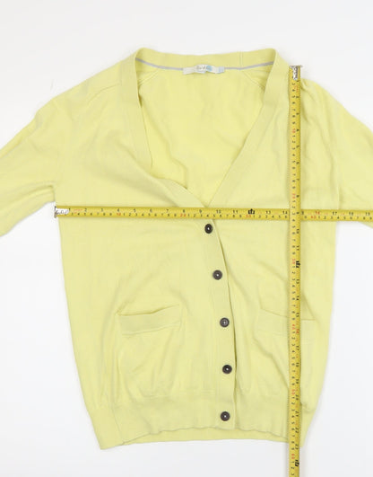 Boden Women's Yellow V-Neck Cotton Cardigan Size 10
