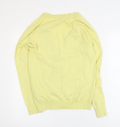 Boden Women's Yellow V-Neck Cotton Cardigan Size 10