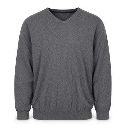 H&M Mens Grey Cotton V-Neck Pullover Jumper XL