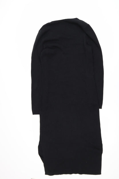 Next Women’s Black Knit Bodycon V-Neck Long Sleeve Dress Size 14