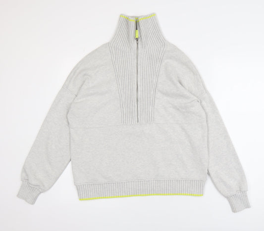Cynthia Rowley Women's Grey XL Half Zip High Neck Jumper