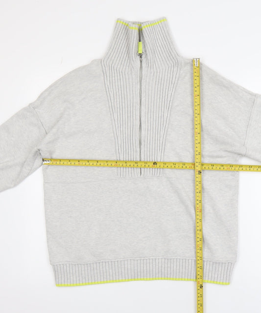 Cynthia Rowley Women's Grey XL Half Zip High Neck Jumper