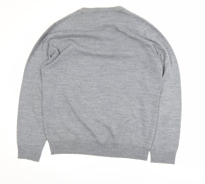 Cedarwood State Men's Grey V-Neck Acrylic Knit Jumper M