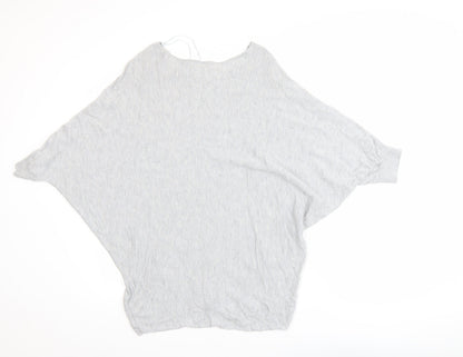 Phase Eight Women Grey Knit Batwing Blouse M Relaxed Fit