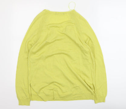 Marks and Spencer Womens Green Wool Blend V-Neck Jumper Size 8