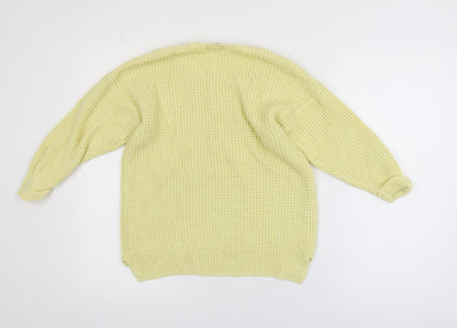Marks and Spencer Women Yellow Cotton Waffle Knit Jumper Size 10