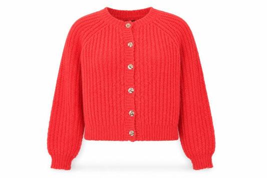 Friends Like These Women Red Chunky Knit Cardigan Size 8
