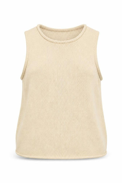 Next Women Beige Knit Cotton Sleeveless Vest Jumper L