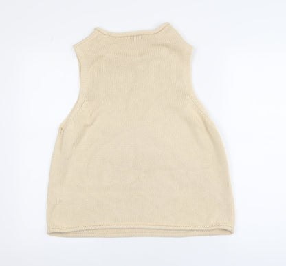 NEXT Women Beige Knit Cotton Sleeveless Vest Jumper L