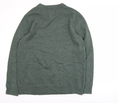 Fat Face Men's Green Wool Blend Crew Neck Pullover Jumper L