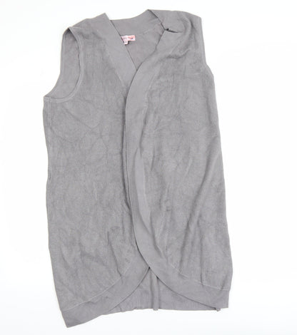 Michele Hope Women Grey Sleeveless Open Knit Vest Size 18/20