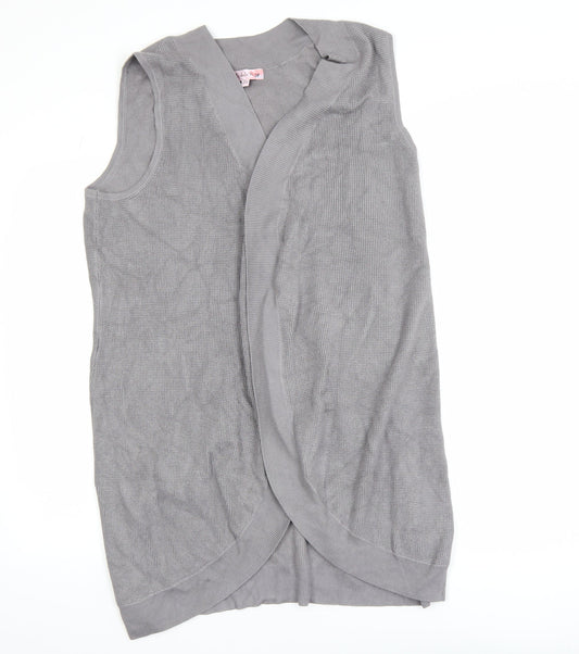 Michele Hope Women Grey Sleeveless Open Knit Vest Size 18/20