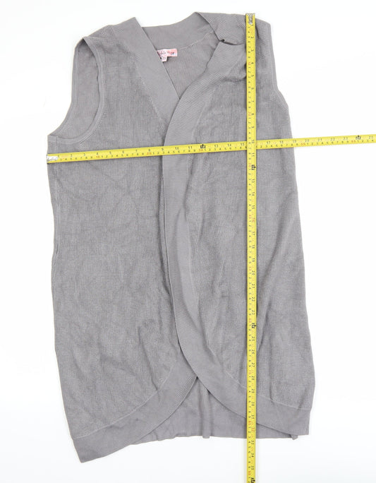 Michele Hope Women Grey Sleeveless Open Knit Vest Size 18/20