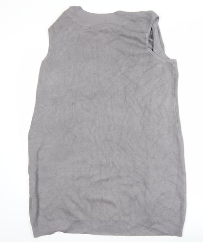 Michele Hope Women Grey Sleeveless Open Knit Vest Size 18/20