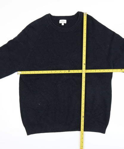 Next Men's Black 2XL Cotton Knit Crew Neck Jumper