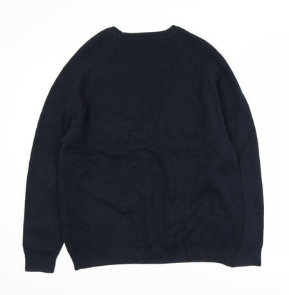 Next Men's Black 2XL Cotton Knit Crew Neck Jumper