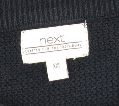 Next Men's Black 2XL Cotton Knit Crew Neck Jumper