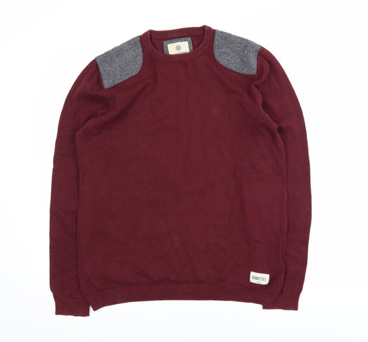 Nanny State Men's Red Cotton Crew Neck Jumper Medium