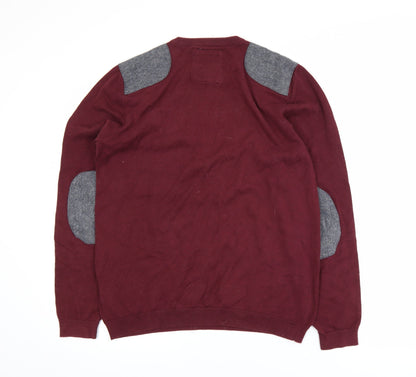 Nanny State Men's Red Cotton Crew Neck Jumper Medium
