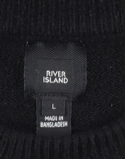 River Island Men's Black L Crew Neck Knit Jumper