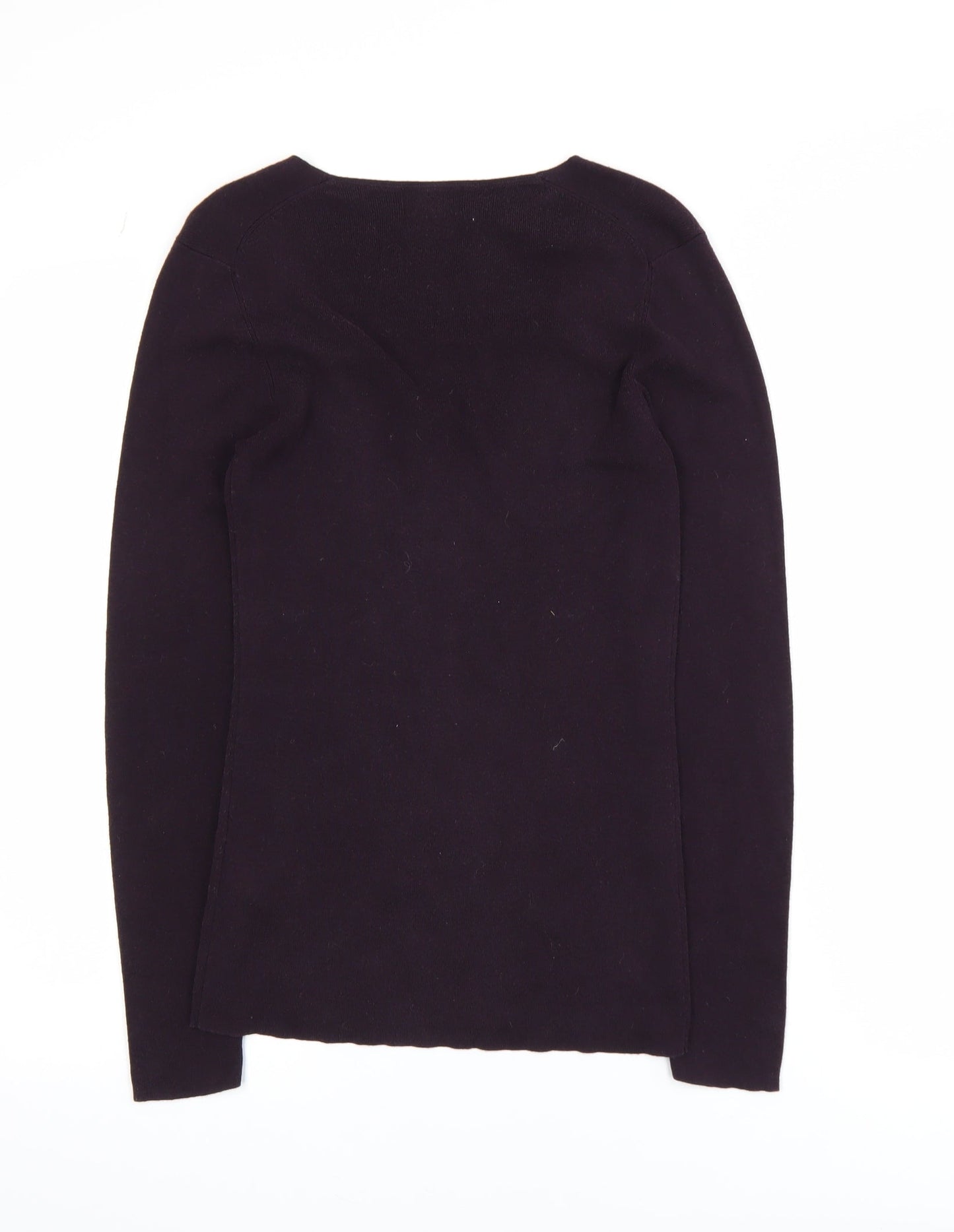 Jigsaw Women's Purple Silk Cotton V-Neck Long Sleeve Top Size S