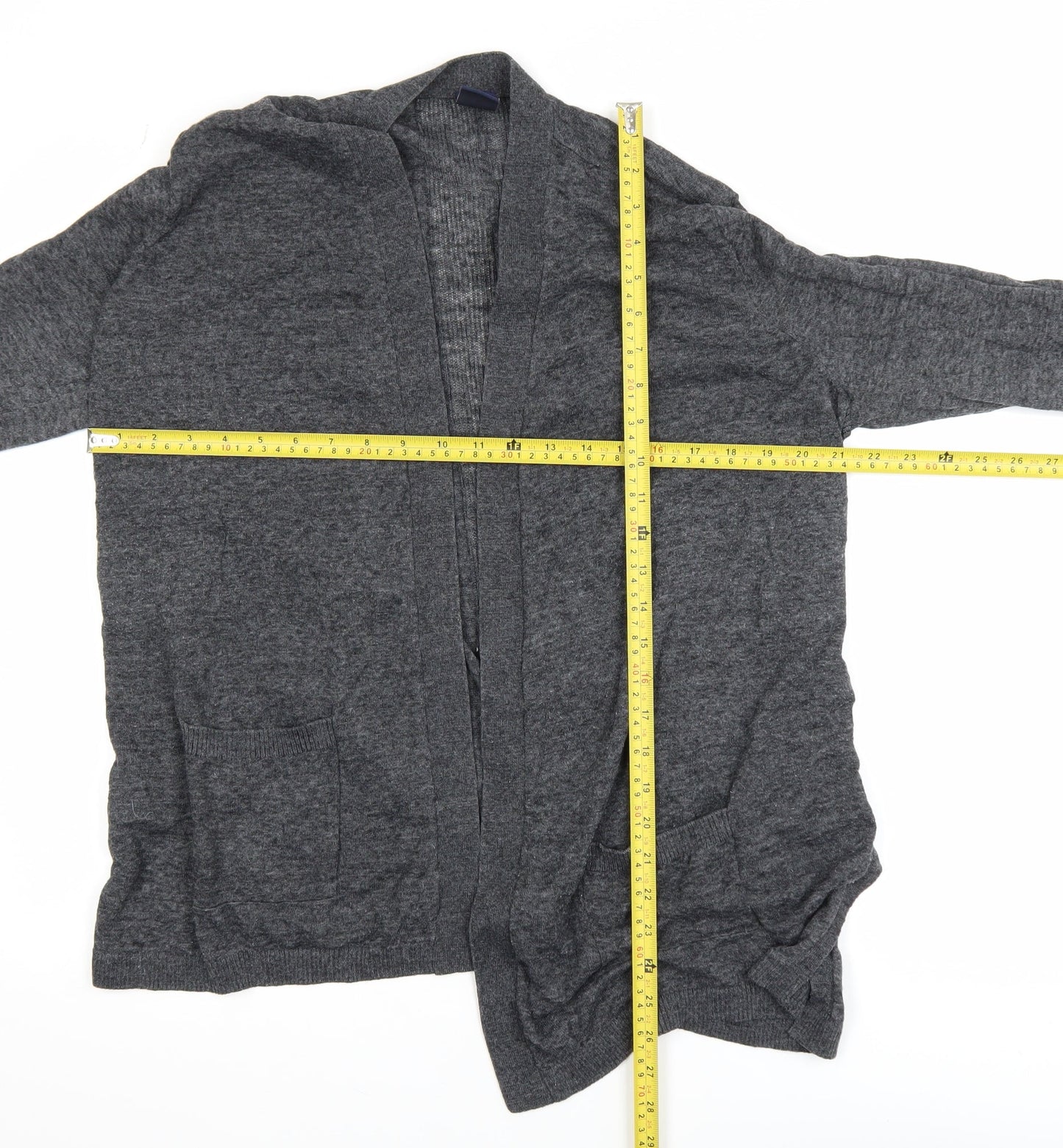GAP Women Grey XL Linen Blend Open Front Long Sleeve Cardigan