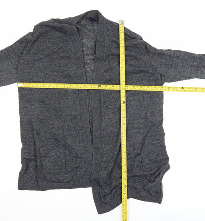 GAP Women Grey XL Linen Blend Open Front Long Sleeve Cardigan