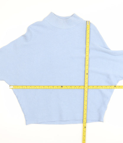 Principles Womens Blue Mock Neck Relaxed Fit Knit Jumper Size L