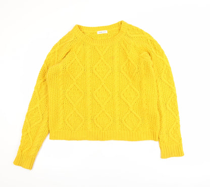 Cache Cache Women’s Yellow Cable-Knit Acrylic Jumper M