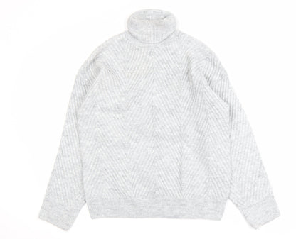 Max Women Grey Roll Neck Long Sleeve Knit Jumper Size S UK 6/8