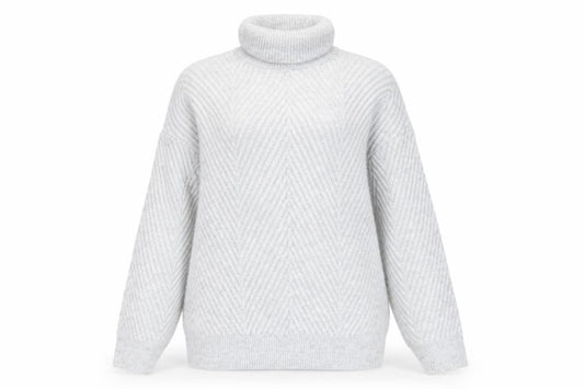 Max Women Grey Roll Neck Long Sleeve Knit Jumper Size S UK 6/8