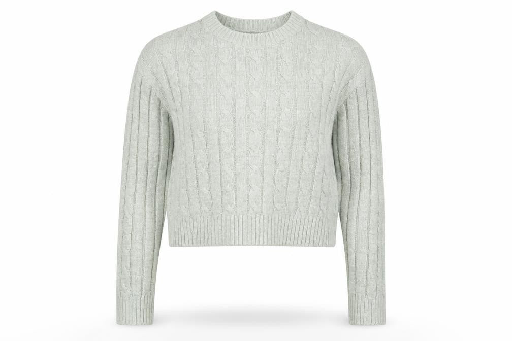 Ginger Womens Green Cable-Knit Crew Neck Pullover Jumper M
