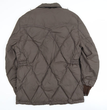 Sprung Men's Brown Down Puffer Jacket L Winter Insulated Hooded