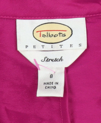 Talbots Petites Pink Satin Wrap Blouse Women’s Size 8 Long Sleeve Buckle Accent
