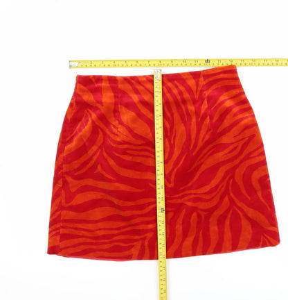 Hobbs Women’s Red Animal Print Cotton Short Skirt Size 12