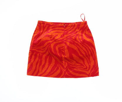 Hobbs Women’s Red Animal Print Cotton Short Skirt Size 12